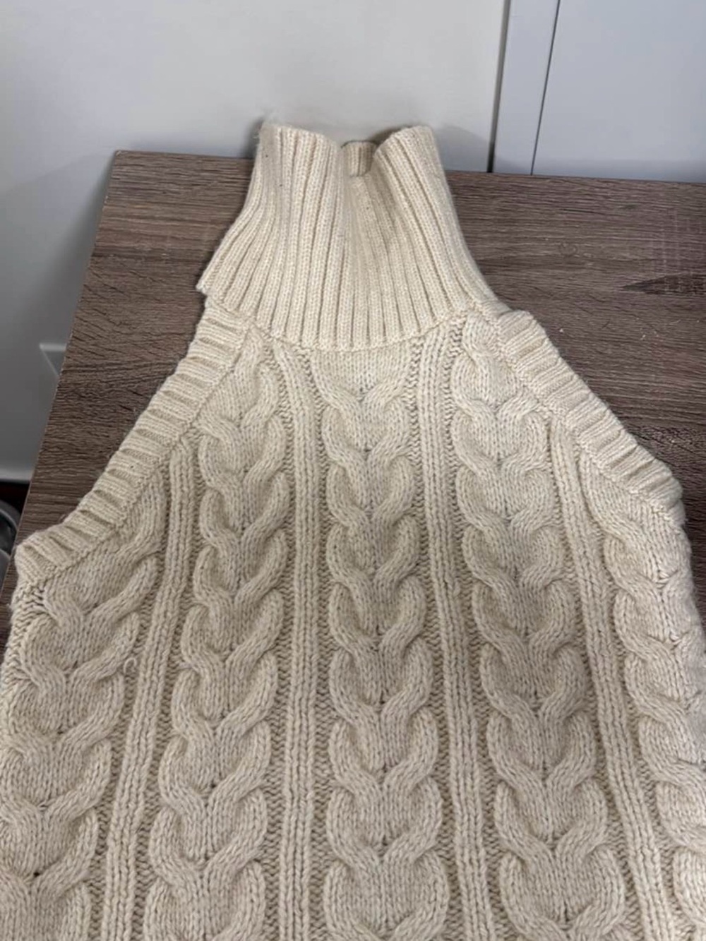 Cream Cable Knit Turtleneck Sweater